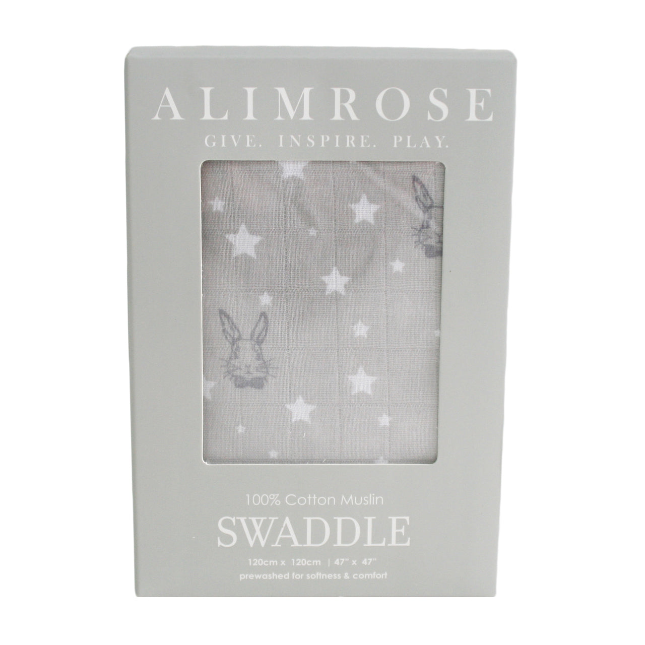 Alimrose Muslin Swaddle Bunny Star Grey