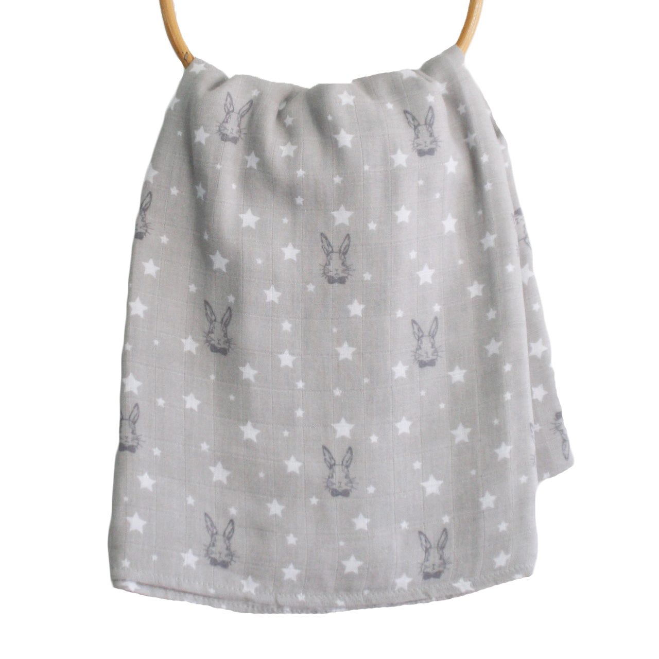 Alimrose Muslin Swaddle Bunny Star Grey
