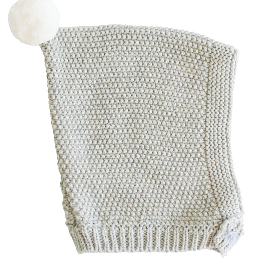 Alimrose Pom Pom Pixie Hat Grey & Ivory