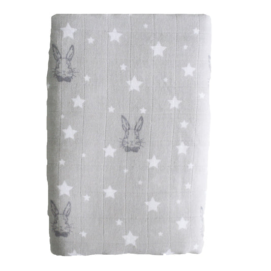 Alimrose Muslin Swaddle Bunny Star Grey