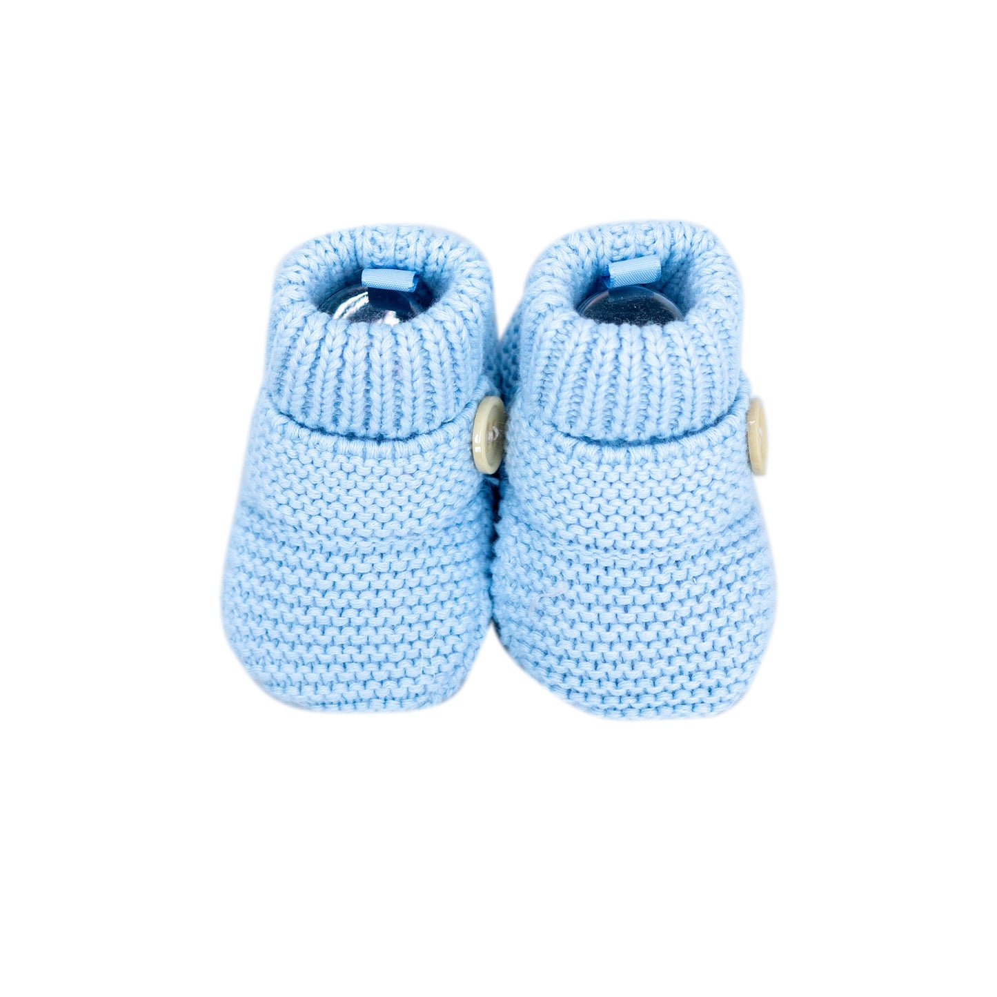 Knitted Booties Button Sky Blue
