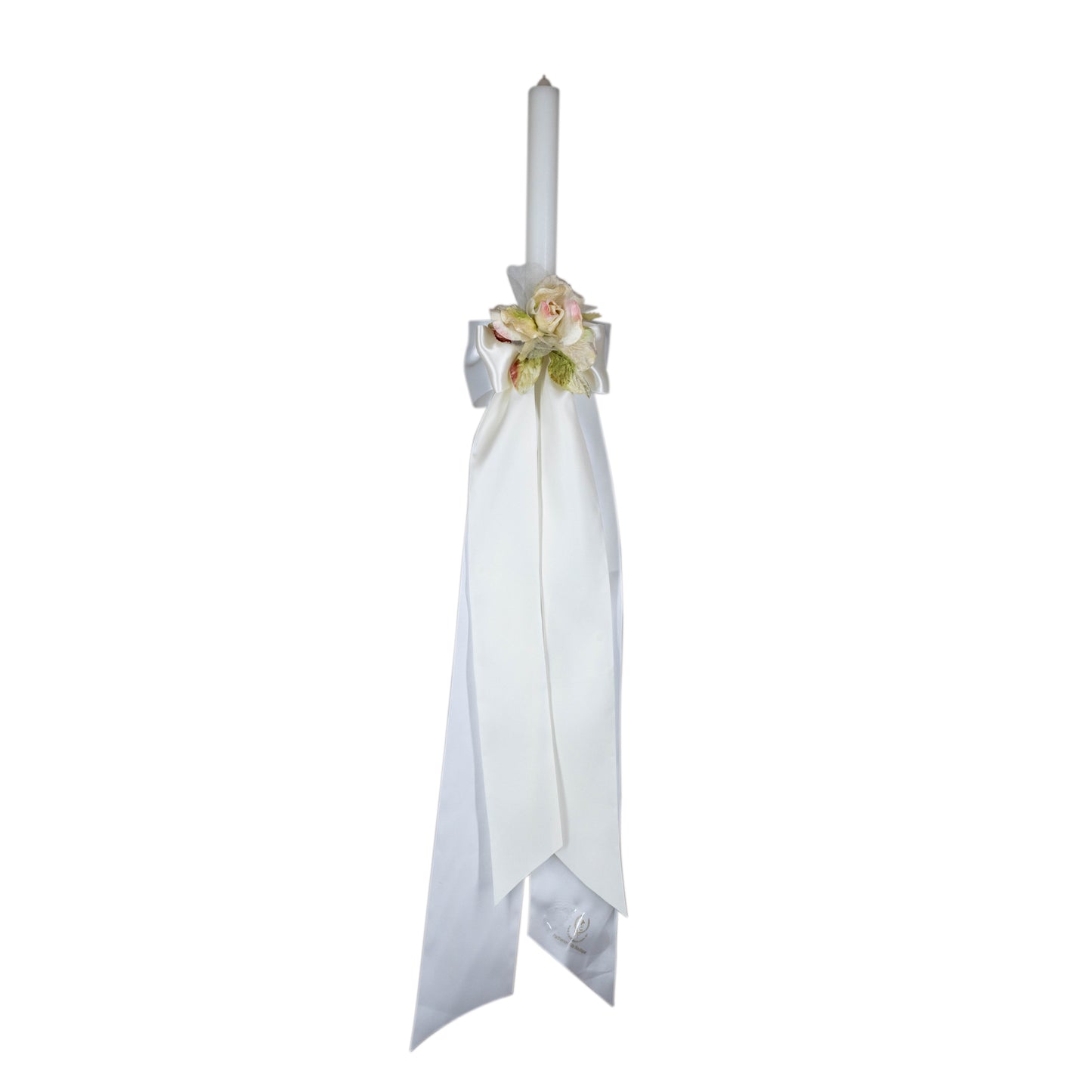 Wedding Candle White & Ivory Satin Bow
